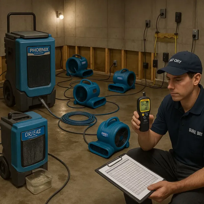 Structural Drying and Dehumidification process in Creedmoor, NC
